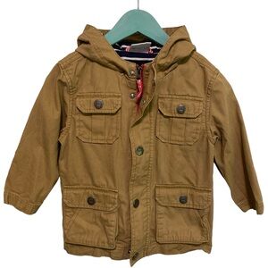 Hanna Andersson Outdoor 100% Cotton Tan Canvas Utility Jacket Kids Size 90/3yrs